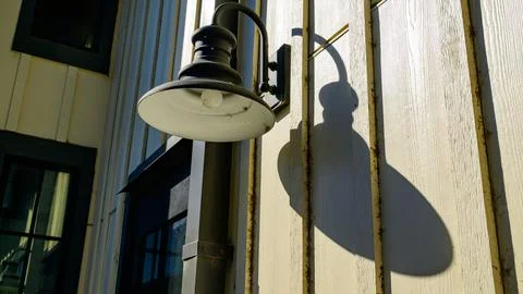 Illuminated decorative lighting elements on the exterior faade of the Red F.. Foto stock