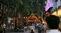 Illuminated Dusk Light Evening Shopping Street Nanjing People Walk Shop Shoppers HD Footage