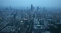 Illuminated Dusk Light Night Establishing Shot Aerial View Nanjing Skyline Cars HD Footage
