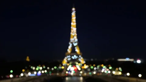 Illuminated Eiffel tower lightning the city, tale atmotphere Video stock 69181809
