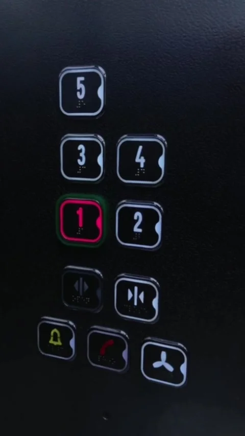 Illuminated elevator control panel with floor selection buttons Stock Footage 342826780