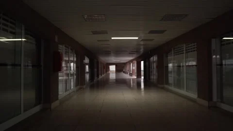Illuminated empty corridor with changing lighting effects Stock Footage 293158276