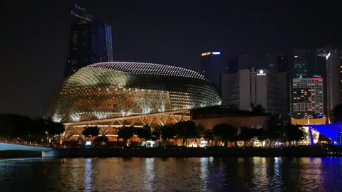 Illuminated Esplanade building in Singapore Stock Footage 152761653