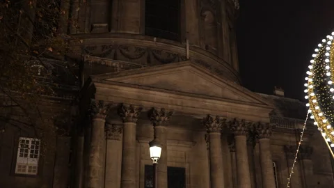 Illuminated Facade of Notre-Dame Paris, Assumption at Night, 11 December 2022 Stock Footage 304804027