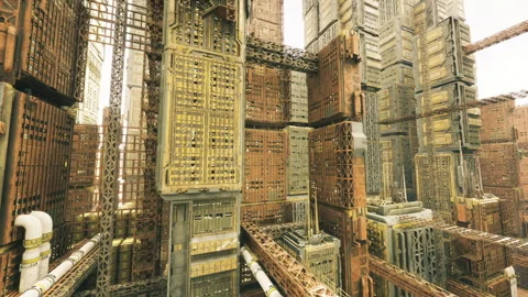 Illuminated factory interior showcasing textured metal and dust particles Stock Footage 341833243