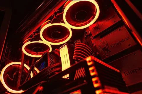  Illuminated Gaming PC with High-Tech Components and LED Lighting Milan, I... Foto stock