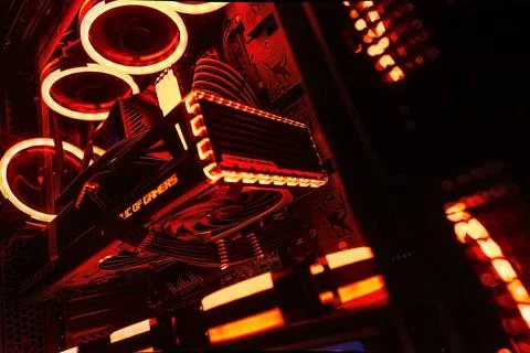  Illuminated Gaming PC with High-Tech Components and LED Lighting Milan, I... Foto stock