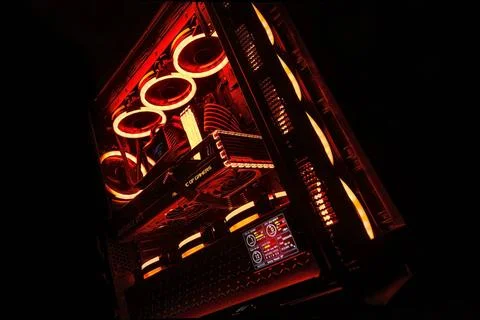  Illuminated Gaming PC with High-Tech Components and LED Lighting Milan, I... Foto stock