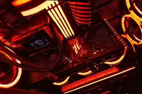  Illuminated Gaming PC with High-Tech Components and LED Lighting Milan, I... Foto stock