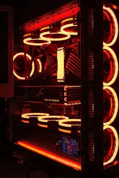  Illuminated Gaming PC with High-Tech Components and LED Lighting Milan, I... Foto stock