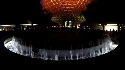 Illuminated geodesic sphere near Epcot, Orlando, Florida Stock Footage 102413399