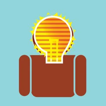 Illuminated idea bulb on man Stock Illustration