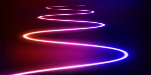 Illuminated interior with empty stage and neon glowing waves. 3d vector illus Stock Illustration