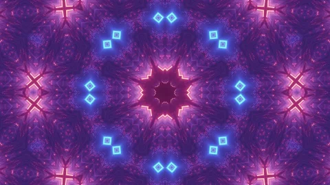 Illuminated Kaleidoscope Symmetrical Star Pattern, 3D Motion Graphic Stock Footage 125610160