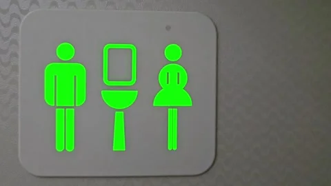 Illuminated lavatory occupancy indicator with red and green light Stock Footage 310851600
