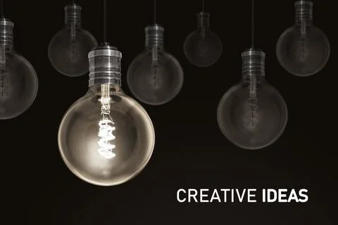Illuminated light bulb	, Business idea Stock Illustration