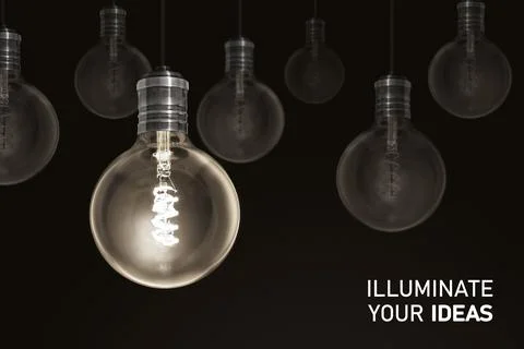 Illuminated light bulb	, Business idea Stock Illustration