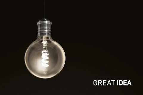 Illuminated light bulb	, Business idea Stock Illustration