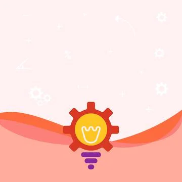 Illuminated Light Bulb Drawing With Gear Shell Showing Technology Ideas. Glowing Illustrazione stock
