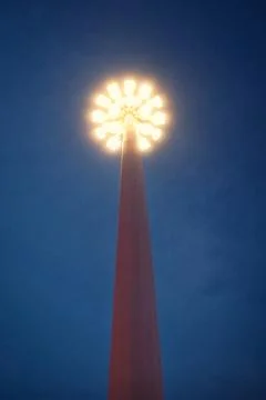 Illuminated Light Pole Against Evening Sky Stock Photos