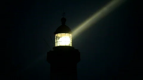 Illuminated lighthouse beam Stock Footage 513747