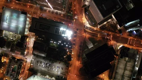 Illuminated Midtown skyline at night over Midtown Atlanta, Georgia Vídeo Stock 104633689