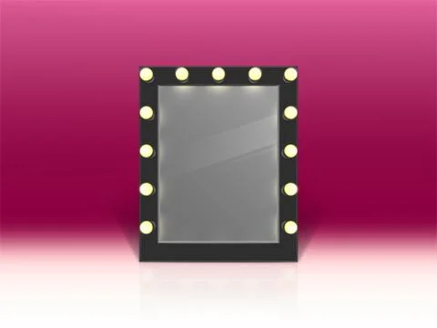 Illuminated mirror for makeup, backstage concept Illustrazione stock