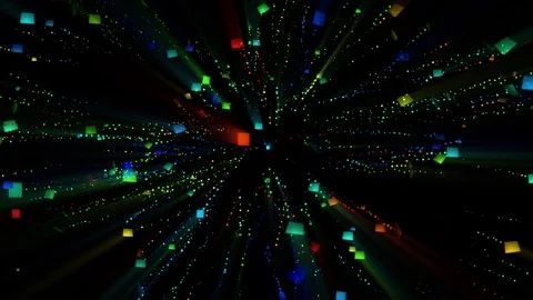 Illuminated Multicolor Flying Particles Stock Footage 78719718