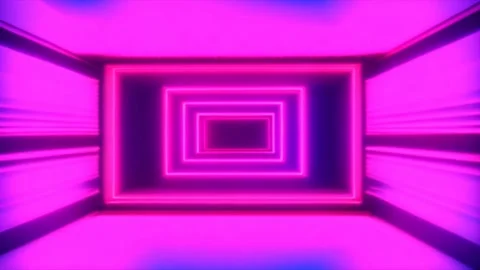 Illuminated Neon Rectangular Geometric Frame Shapes Changing Colors in Dark.. Vídeos de archivo 273953147