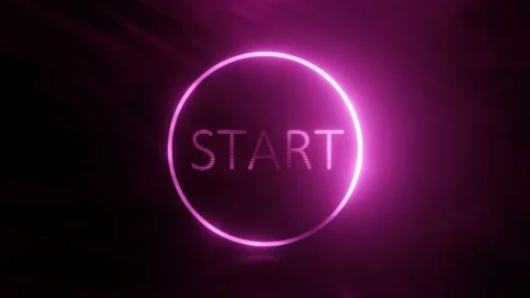 Illuminated neon start button in fog. Creative intro. Stock Footage 225455103