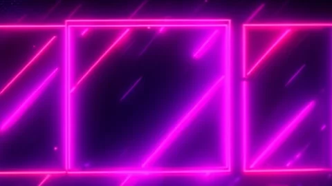 Illuminated Neon three square Geometric Frame Shapes Changing Colors in Dar.. Stock Footage 273953146