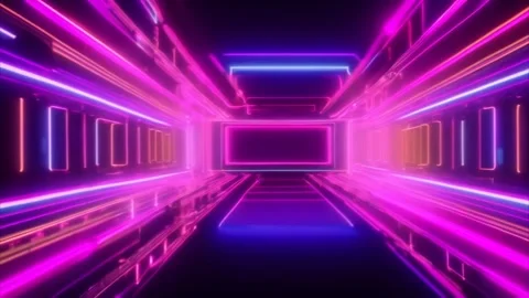 Illuminated Neon three square Geometric Frame Shapes Changing Colors in Dar.. Vídeos de archivo 273954498