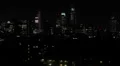 Illuminated Night Aerial View London Skyline Skyscrapers Financial District HD Footage