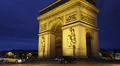 Illuminated Night Arc de Triomphe Triumphal Arch Paris France Car Traffic Lights HD Footage