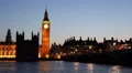 Illuminated Night Dusk Westminster Palace London Landmark UK Parliament Big Ben HD Footage