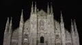 Illuminated Night Famous Landmark Duomo Milano Cathedral Church Milan Italy Lit HD Footage