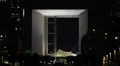 Illuminated Night Grande Arche La Defense Paris Skyline Business District Lights HD Footage