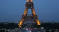 Illuminated Night Light Aerial View Eiffel Tower Paris City Overlook Pont d'Iena HD Footage