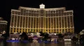 Illuminated Night Light Dancing Water Magic Fountain Reflection Las Vegas Strip HD Footage