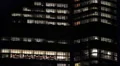 Illuminated Night Lights Business District Paris Corporate Building Office Tower HD Footage