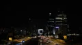 Illuminated Night Lights La Defense Highway Freeway Car Traffic Urban Busy Crowd HD Footage