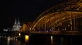 Illuminated Night Lights Spectacular Cologne Cathedral Skyline Evening Cityscape HD Footage