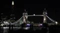Illuminated Night Lights Tower Bridge London Skyline Shard Skyscraper England UK HD Footage