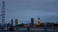 Illuminated Night London Eye Big Ben British Parliament Thames River Landmarks HD Footage