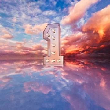 Illuminated number one in dramatic sky Stock Illustration
