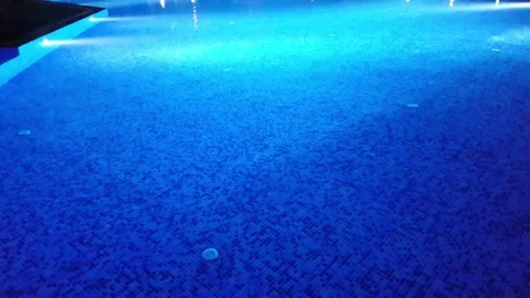 Illuminated Outdoor Pool at Night. Stock Footage 303600611