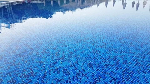 Illuminated Outdoor Pool at Night. Stock Footage 303600693