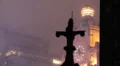 Illuminated Paramount Building Clock Tower Times Square New York City Fog Night HD Footage