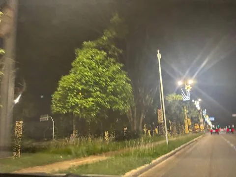 Illuminated path at night Stock Photos