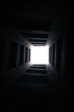Illuminated Pathway: Perspective of Light at the End of a Structured Passage. Stock Photos
